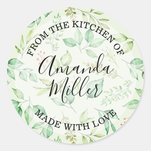Aquarel Groen FROM THE KITCHEN Ronde Sticker (Voorkant)