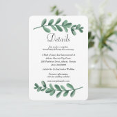 Aquarel groene bladeren Trouwdetails Enclosure  Aankondiging (Staand voorkant)