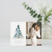 Aquarel Grove Denn Kerstdag Cadeau Foto Feestdagenkaart (Staand voorkant)