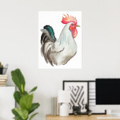 Aquarel hand tekening van een Haan Poster (Thuiskantoor)