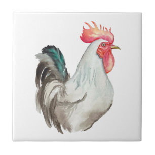Aquarel hand tekening van een Haan Tegeltje