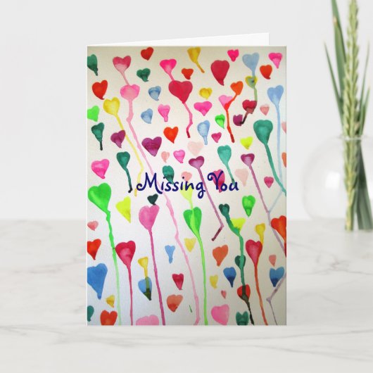 Aquarel hartjes kunst Missing You love card Kaart (Voorkant)