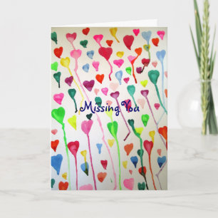 Aquarel hartjes kunst Missing You love card Kaart
