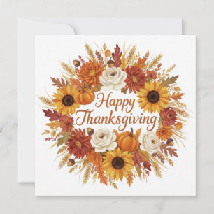 Aquarel herfst bloemenkranst Thanksgiving Feestdagenkaart