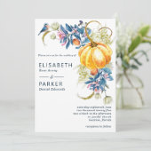 Aquarel Herfst Pompoen Trouw Uitnodiging (Staand voorkant)