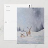 Aquarel Herten Kerst Briefkaart – Feestelijk (Voorkant / Achterkant)