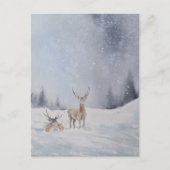 Aquarel Herten Kerst Briefkaart – Feestelijk (Voorkant)