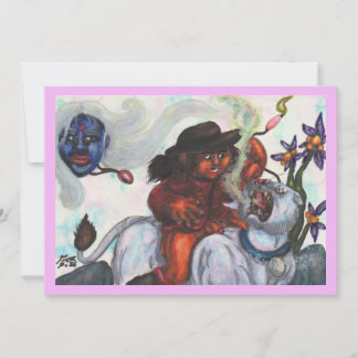 Aquarel illustratie Eros rijdend op witte Leeuwin Kaart