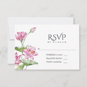 Aquarel Indische Lotus Bloem RSVP Kaartje