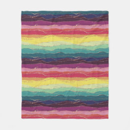 Aquarel inkt goud glitter regenboog strepen fleece deken