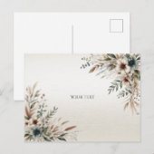 Aquarel Ivoorkleurige Blauwe Bloemen Ansichtkaart Briefkaart (Voorkant / Achterkant)