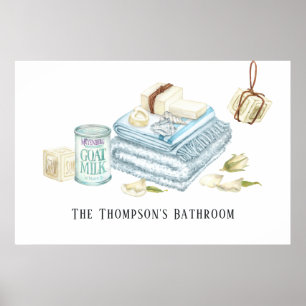 Aquarel Ivoorwit Zeep Badkamer Poster