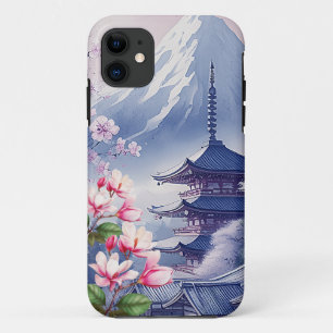AQUAREL JAPANSE KUNST NATUUR BERG iPhone 11 HOESJE