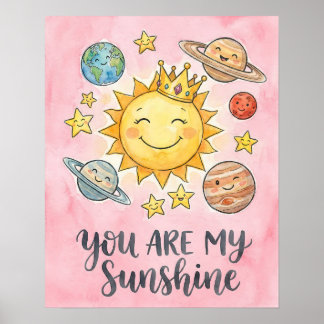 Aquarel "Je Bent Mijn Zonneschijn" Schattige Ruimt Poster