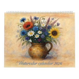 Aquarel Kalender 2026 Bloemenvase