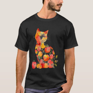 Aquarel Kat met Appels Herfst Oogst Whimsy A T-shirt