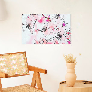Aquarel Kersenbloesem Lente Illustratie Canvas Afdruk