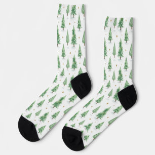 Aquarel Kerstbomen Naadloos Patroon Sokken