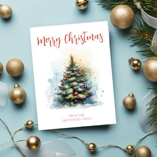 Aquarel kerstboom briefkaart