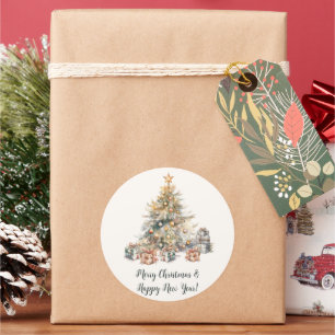 Aquarel Kerstboom Gift Sticker