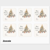 Aquarel Kerstboom Gift Sticker (Vel)