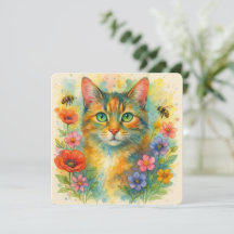 Aquarel kitten met bloemen