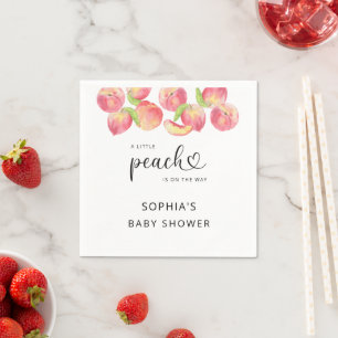 Aquarel Kleine perzik is op komst baby shower Servet