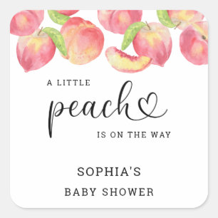Aquarel Kleine perzik is op komst baby shower Vierkante Sticker