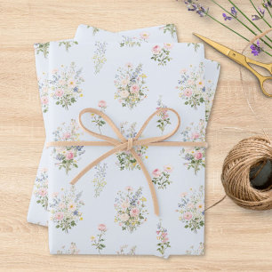 Aquarel Kleurrijk Bloem Tuin Bloemmotief Inpakpapier Vel