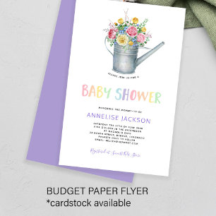 Aquarel kleurrijke bloemige babyshower uitnodiging flyer