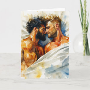 Aquarel knuffel op zonovergoten bed kaart