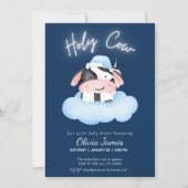 Aquarel koe jongen baby shower kaart (Voorkant)