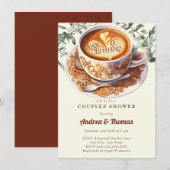 Aquarel Koffie | Uitnodiging voor koppel bruispart (Voorkant / Achterkant)