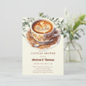 Aquarel Koffie | Uitnodiging voor koppel bruispart (Staand voorkant)