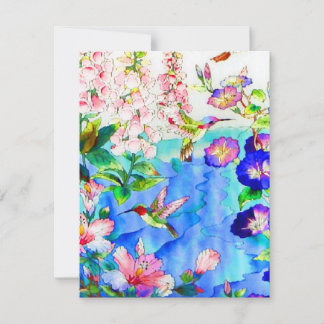 Aquarel Kolibrie & Bloemen RSVP Kaartje