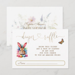 Aquarel Konijneneieren Wildbloemen Luier Raffle Informatiekaartje