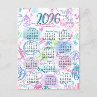 Aquarel krabbels kalender feestdagenkaart
