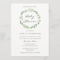Aquarel Krans Baby Shower Uitnodiging
