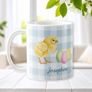 Aquarel Kuiken En Eieren Op Blauw Met Naam Koffiemok