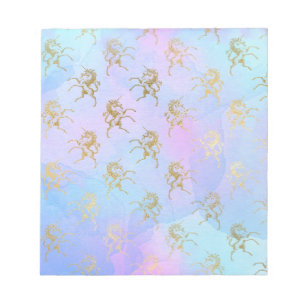Aquarel Kunst Zachte Kleuren Gouden Eenhoorn Fanta Notitieblok