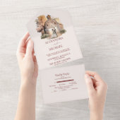 Aquarel Landelijke Schuur Trouwdag All In One Uitnodiging (Afscheurbaar)