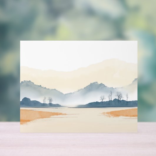 Aquarel landschap achtergrond acryl bord (Neutraal)