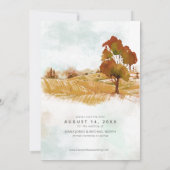 Aquarel Landschap Bruiloft Herfst Goud ID786 Save The Date (Achterkant)
