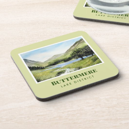 Aquarel Landschapsschilderij van het meer van Butt Bier Onderzetter (Linkerzijde)