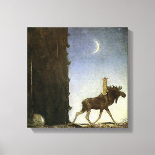 “Aquarel “Leap the Elk” van John Bauer” Canvas Afdruk