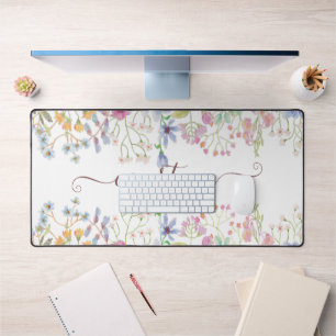 Aquarel lente bloemen gepersonaliseerd bureaumat