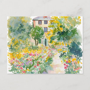 Aquarel lente natuur kleurrijk handgetekend briefkaart