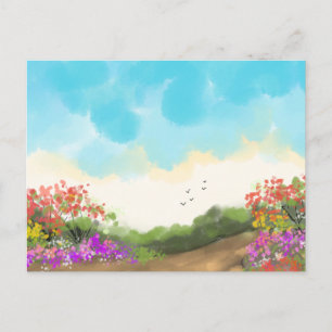 Aquarel Lente Natuur Kleurrijk Handgetekend Briefkaart