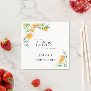 Aquarel Little cutie is op komst baby shower Servet