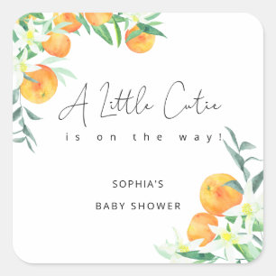 Aquarel Little cutie is op komst baby shower Vierkante Sticker